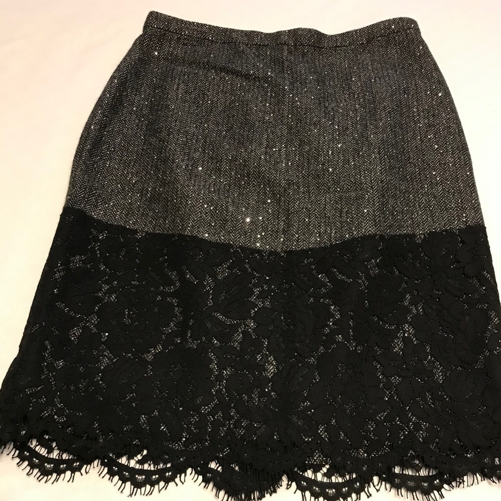 Gray & Black J Crew Skirt w/Lace Bottom Size 10